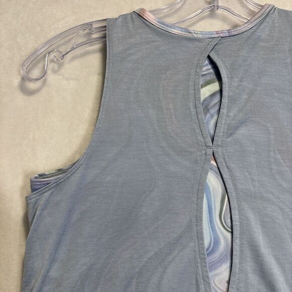Athleta Girl Tandem Tank Girl's Size Extra Large XL 14 Blue Swirls Layered Look - Picture 9 of 15